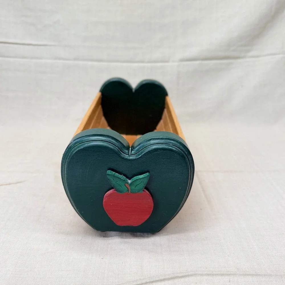 Vintage Heart Apple Wood Catchall Tray Entryway Organizer Cottage Decor
